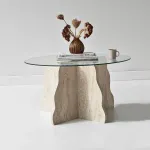 Kohvilaud, Hanah Home, travertiin, l&auml;bipaistev, 75 x 40 x 75