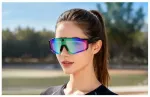V06 AI Sports Sunglasses (Black with Blue Lenses)