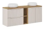 140 cm m&ouml;&ouml;blikomplekt koos lauaplaadiga ja kahe lauaplaadile paigaldatava valamuga &bdquo;Wiki SET-NOC B OAK 140CM UN WIKI WH LR&ldquo;
