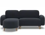 Bawal corner sofa with sleeping function and storage compartment, dark grey velvet, left-hand side, Modern, Dark Gray