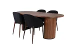 Bianca Oval Dining Table , Walnut Black Veneer+Arch Dining Chair , Walnut Legs , Black Fabric_4