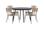 San Vito Table - Black with 4 Lindos Chair - Latte