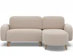Bawal corner sofa with sleeping function and storage compartment, beige velvet, right-hand side, Modern, Beige