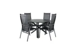 Alma Dining Table - Black Alu - &oslash;120cm+Copacabana Recliner Chair - Black/Black_4