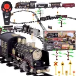 Large Retro Train Locomotive Remote Control Train Light Steam Sound RC0700