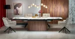 FLAVOR  extension table, white marble / walnut