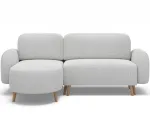 Bawal corner sofa with sleeping function and storage compartment, light grey boucl&eacute;, left-hand side, Modern, Light grey