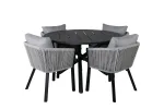 Alma Dining Table - Black Alu - &oslash;120cm+Virya Dining Chair - BLACK Alu / Grey cushion _4