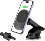 V1 Magnetic Dashboard & Vent Car Mount with Wireless Charger Black