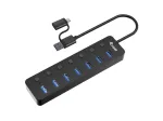 "Equip USB hub, 7 porti, 3.2 -> 7x3.2, 5 Gbps, koos toiteallikaga, must"