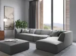 Velvet Modular Right Corner Sofa, "Siena", 5 Seats, 366x180x69 Made in Europe