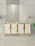 Konsool, Hanah Home, valge/kuldne, 150 x 75 x 32