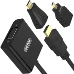 &bdquo;Unitek&ldquo; AV-adapter: HDMI Micro &ndash; HDMI, HDMI &ndash; D-Sub (VGA) + 3,5 mm pistikupesa, HDMI Mini &ndash; HDMI, must (Y-6355)