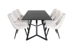 Marina Dining Table - Black top / Black Legs +Velvet Deluxe Dining Chair - Beige / Black_6