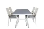 Virya Dining Table - White Alu / Grey Glass - small table+Anna Chair - White_4