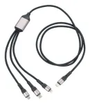TROIKA DREIZACK PRO USB-kaabel, 1,2 m, USB-C &ndash; USB-C / Micro USB-A / Lightning, 100 W, must, hall