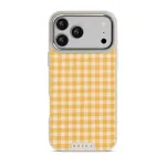 Tuscan Sun - Yellow Plaid iPhone 17 Pro Max Case, Elite Light (MagSafe) / Silver