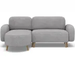 Bawal corner sofa with sleeping function and storage compartment, gray plush, left-hand side, Modern, Gray