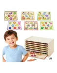 VIGA Wooden Puzzle with Handles and Shelf 7 pcs.
