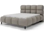 Giberio bed 140x200 with metal bed frame and storage compartment, beige plush, Minimalist, Beige