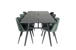 Sleek Extentiontable Black Brushed - 195*95+Velvet Dining Chair - Green / Black_6