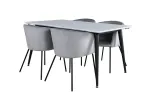 Jimmy Dining Table - Black / White HPL+Berit Chair - Black / Light Grey Velvet_4