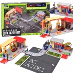 Petrol Station Playset with Shop, Road, Parking Area and 2 Toy Cars ZA6282