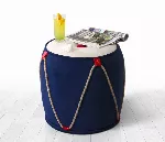 Pouffe Hanah Home Fora, sinine valge, 42 x 44 x 42
