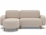 Bawal corner sofa with sleeping function and storage compartment, beige velvet, left-hand side, Modern, Beige