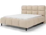 Giberio bed 140x200 with metal bed frame and storage compartment, light beige chenille, Minimalist, Beige