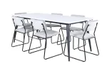 Jimmy Dining Table - Black / White HPL+Kenth Chair - Black / Light Grey Velvet_6