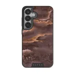 Fire Wood - Brown Marble Samsung Galaxy S25 Case, Elite Dark (Magnetic) / Silver
