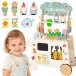 Puidust aia-k&auml;ru lastele koos aianduskomplektiga &ndash; 57 osa TOOKY TOY Montessori