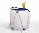 Pouffe Hanah Home Fora, sinine valge, 42 x 44 x 42