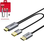&bdquo;Unitek&ldquo; kaabel &bdquo;DisplayPort&ldquo; &ndash; &bdquo;HDMI&ldquo; + &bdquo;USB-A&ldquo;, 1,8 m, must (V1714AGY01)