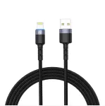 Telluri andmekaabel USB-Lightning LED-iga, nailonist punutud, 1,2 m must
