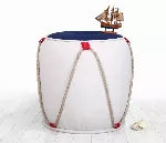 Pouffe Hanah Home Fora, sinine valge, 42 x 44 x 42