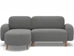 Bawal corner sofa with sleeping function and storage compartment, grey boucl&eacute;, left-hand side, Modern, Gray