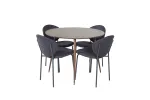 Plaza Round table 100 cm - Walnut top - Walnut legs+Vault Dining Chair - Black Legs - Black Fabric_4