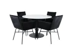 Estelle Round Dining Table &oslash;106 H75 - White / Black+Petra Chair - Black / Black Velvet_4