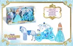 Blue coach with white horse + princess doll