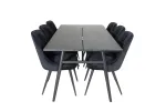 Sleek Extentiontable Black Brushed - 195*95+Velvet Deluxe Dining Chair - Black / Black_6