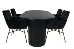 Bianca Oval Dining Table , Black Black Veneer+Petra Chair , Distressed Copper Black Velvet_4