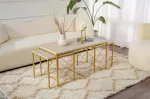 Kohvilauakomplekt, Hanah Home, travertiin, kuldne, 100 x 52 x 50