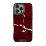 Iconic Red Ruby - Marble iPhone 16 Pro Case, Elite Dark (MagSafe) / Silver