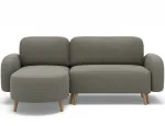 Bawal corner sofa with sleeping function and storage compartment, green boucl&eacute;, left-hand side, Modern, Green