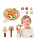 VIGA Wooden Pizza Slicer Kitchen Set 27 Pieces for Children 18M+