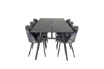 Sleek Extentiontable Black Brushed - 195*95+Velvet Dining Chair - Black Flower fabric_6