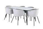 Jimmy Dining Table - Black / White HPL+Berit Chair - Black / Light Grey Velvet_6