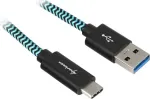 USB-A &ndash; USB-C 0,5 m must/sinine